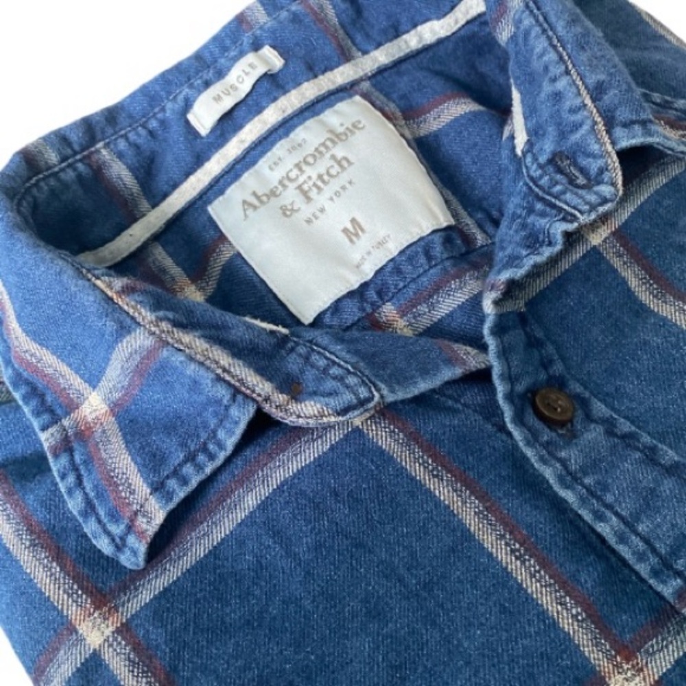 Abercrombie & Fitch Muscle Men’s Sz M Rugged Outdoorsy Soft Cotton Denim Plaid